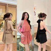 ราคา สุดแซ่บJumpsuit จั้มสูทขาสั้น คอตั้ง ผูกโบว์คอโชว์หลัง คําแนะนําการขายที่ร้อนแรงในเดือนนี้ (1732322475025337104)