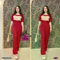 ราคา The Perfect Ladies ชุดจั๊มสูท JUMPSUIT จั้มสูท ขายาว ทรงแขนพอง อกแต่งผ้าสีครีม สีแดง (1729762716002388418)