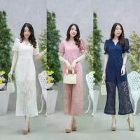 ราคา จั้มสูทลูกไม้ 5 ส่วน แขนตุ๊กตา สีขาว สีชมพู สีกรม ใส่ออกงาน ทำบุญ งานบวช ไปวัด นางแบบใส่งานจริง ตรงปก ผู้หญิง Lady Clothing เสื้อผ้า Women ผ้าลูกไม้ Jumpsuit ชุด (1730800159108073699)