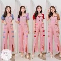 ราคา S214 Jumpsuit จั้มสูทขายาว แขนพอง อกแต่งระบาย ช่วงอกแต่งผ้าลูกไม้ มีกระเป๋าหน้าติดโบว์เรียง กางเกงขายาวแหวกปลายขา โทนสีสดใส ทรงสุดฮิต เก๋ๆ (1729601494950119727)