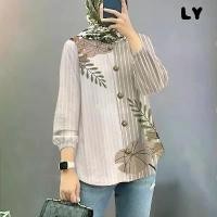 ราคา เสื้อมุสลิม สำหรับผู้หญิง เท่และระบายอากาศได้ พิมพ์ลายทาง สไตล์กระดุม สวย เสื้อเชิ้ตแขนยาว 2025 เสื้อ คอปาด premium linen เสื้อ พื้นเมือง เสื้อ พื้นเมือง เหนือ เสื้อ ใส่ ส (1731220213669464048)