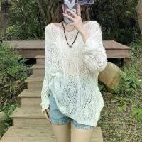ราคา ผ้าคลุมกันแดด ถักนิตติ้ง สไตล์ฝรั่งเศส ดีไซน์กลวงออก คอวี บางและสวย แขนยาว ผูกหลัง สไตล์น่ารักและเซ็กซี่ รสฮ่องกง ท๊อป เสื้อ โชว์ หลัง เสื้อ แฟชั่น มา ใหม่ ไฟ แรง premium linen เสื้อ คอปาด (1732308573