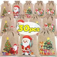 ราคา agencyshoprich ปัจจุบัน 30PCS Christmas Linen Bags Cartoon Santa Claus Snowman Candy Gifts Drawstring Bag For Xmas Party Packaging Storage Pouches Wholesale (1731276234498870019)