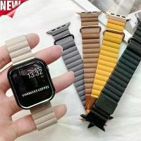 ราคา สายนาฬิกาแม่เหล็กหนังนิ่มสำหรับ Apple SmartWatch 7 41 45mm 4 5 6 44 42mm iWatch 1 2 38 40mm W46 W26+ Dt100 W66 T500 Iwo7 (1729625653276412339)
