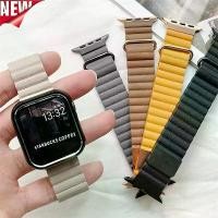ราคา สายนาฬิกาแม่เหล็กหนังนิ่มสำหรับ Apple SmartWatch 7 41 45mm 4 5 6 44 42mm iWatch 1 2 38 40mm W46 W26+ Dt100 W66 T500 Iwo7 ใหม่ (1729625650597366195)