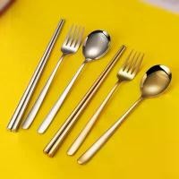 ราคา ช้อนส้อม ช้อนส้อมเกาหลีสแตนเลส สีเงิน สีทอง ช้อน ช่อนส้อมเกาหลี ชุดช้อนส้อม ช้อนทองเกาหลี Spoon and Fork ช้อนส้อมเกาหลี ส้อมเกาหลี ส้อมช้อนส้อมเกาหลี Cutlery Flatware Sets (1732233230946763903)