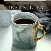 ราคา แก้วน้ำ แก้วหินอ่อน Luxe Marble Mug ขอบทองสุดหรู รังสรรค์การดื่มสุดโรแมนติก แก้วสวย แก้วกาแฟ (1729430742366521817)