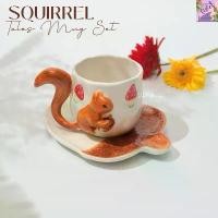 ราคา Violet Flamingo แก้วเซรามิคพร้อมจานรองลายกระรอก นูนขึ้นมา แก้วสุดน่ารัก Squirrel Hug Mug Set แก้วกาแฟ จานขนม (1731735930370688548)