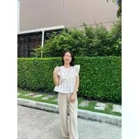 ราคา Blossom Blouse {รอบอกเสื้อ38} กับแขนกุดระบายปีกนก ผ้าน่ารัก นิ่มใส่สบายสกรีนลายดอก COD (1732243859993626197)