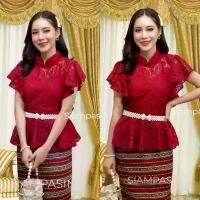 ราคา Siampasin เสื้อลูกไม้ ผ้านุ่ม อก 32-36, 34-38, 38-40, 40-42, 42-46 นิ้ว สีแดง แขนระบายค้างคาว แขนย้วย blouse (1731960334113867748)