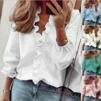 ราคา 2023 Wish Independent Station Spring and Summer European and American New Long Sleeve Ruffle Blouse Women's Shirt (1732244313755780926)