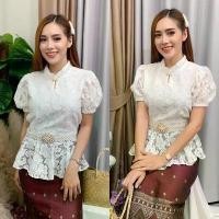 ราคา SPS เสื้อลูกไม้ ผ้านุ่มทรงสวยนิ่ม ใส่สบาย ลายกุหลาบ ไซส์ อก 32-36, 34-38, 38-40, 40-42, 42-46 นิ้ว สีขาว หยดน้ำ Blouse COD Women ผู้หญิง Clothing ผ้าลูกไม้ เสื้อฮาวายลายดอก เสื้อครอปแขนยาวเอวลอย (1731