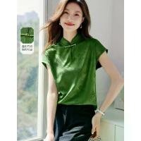 ราคา เสื้อยืดกระดุม สไตล์จีนใหม่ สำหรับผู้หญิง แขนสั้น ใส่หน้าร้อน 2024 สีเขียว ดีไซน์สวย ท๊อป เสื้อ ยืด คอ ถ่วง เสื้อ ลูกไม้ ผ่าหน้า เสื้อ โบว์ หลัง เสื้อ สวย ใส่ สบาย เสื้ (1731773209082562306)