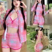 ราคา Basic swimsuitสไตล์หวานๆ ชุดว่ายน้ำสีชมพู ชุดสามชิ้น เสื้อแขนยาว ชุดว่ายน้ําผู้หญิง ลายสก็อต กางเกงบ็อกเซอร์ (1732268593090561963)