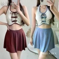 ราคา ชุดว่ายน้ำกระโปรง ผูกคอ ทูพีช เอวสูง swimsuit ชายหาด (1731243910438882008)