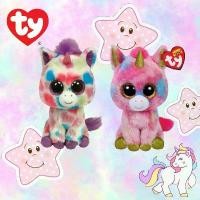 ราคา Ty Beanie boos, ตุ๊กตาแบรนด์ Ty ของแท้ ตุ๊กตายูนิคอร์นน่ารัก ตุ๊กตาตาโต Wishful and Fantasia Unicorn (1731445084258666405)