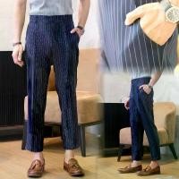 ราคา กางเกงสแลคขาเต่อ ลายริ้ว เอวสูง DOLLAR MEN Basic Pant (1729660759545252583)