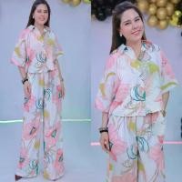 ราคา 77-13 ชุดเซ็ท (เสื้อ+กางเกง) Over Size (อก32-48 นิ้ว) รุ่นลายดอก ผ้าไหมอิตาลี Lady Set Pant Women Clothing (1731874233317689237)