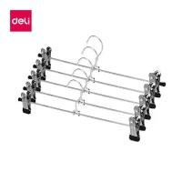 ราคา Deli ไม้แขวนเสื้อ ไม้แขวนแบบหนีบ ปรับระดับได้ ขนาด 35cm ไม้แขวนเสื้อสแตนเลส Pant Clip แขวนผ้า (1729604868561406063)