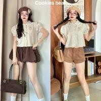 ราคา A32 - Cookies Bear เสื้อครอปเชิ้ตคอปกแขนตุ๊กตา ผ้าคอตตอนลายสก๊อต สินค้ามาใหม่ประจำเดือนนี้ กล้าม สาว อวบ (1732376092216231375)