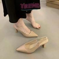 ราคา รองเท้าส้นสูงแฟชั่น TC หนังกลับหรูหรา ส้นสูง สายรัดข้อเท้า 2-3 นิ้ว ปลายแหลม สไตล์ธุรกิจรองเท้าส้นสูง high heelsรองเท้าส้นสูง high heels (1732191325680798243)