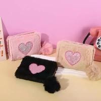 ราคา กระเป๋าใส่เหรียญพิมพ์ลายหัวใจ วัสดุผ้ากำมะหยี่ สำหรับผู้หญิง กระเป๋าสตางค์น่ารัก กระเป๋าใส่บัตรประจำตัวประชาชน กระเป๋าสตางค์มินิมอล กระเป๋าสตางค์ Kawaii สำหรับผู้หญิง wallet women purse women (1731790