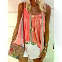ราคา เสื้อกล้ามฤดูร้อนของผู้หญิง, ลำลอง, ลายทาง, บล็อกสี, เปิดไหล่, สายสปาเก็ตตี้, น้ำหนักเบา, เหมาะสำหรับวันหยุดพักผ่อนชายหาด, ทรงผ่อนคลาย, สีชมพูพาสเทลและสีพีช, ชุดรีสอร์ท, ทนต่อสภา (1731961360911337064)