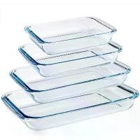 ราคา GUEENHiuoueargtaegioshangmao Glass baking dishes set 4 PCs 1L 1.5L 2L 3.5L baking tray glass baking tray, baking tray, glass baking tray, hot and cold food, microwave oven and baking tray ขาย ร้อน (17