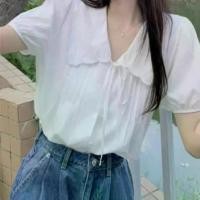 ราคา เสื้อเชิ้ตแขนสั้นผู้หญิง ดีไซน์เก๋ไก๋ เสื้อเชิ้ตบางฤดูร้อน ทรงตุ๊กตา เสื้อเบลาส์ทรงหลวมฝรั่งเศส เสื้อผูกโบว์ มาใหม่ เสื้อ ลาย ดอก น่ารัก เสื้อ ซาร่า เสื้อ ซาร่า (1732371704880072012)