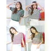 ราคา ARITA M271 Knitting Strip Tee เสื้อไหมพรม ลายริ้ว แขนตุ๊กตา (1729821783270263324)