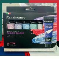 ราคา สีทา สีงิ้วชุดสีอะครีลิค แบบหลอด 20ml. 6 สี สีสด/กากเพชร/เมทัลลิค เรอนาซอง Renaissance สีอะคิลิค สีน้ำ UBMarketing สีรถ ไพรม์เมอร์ (1732064322601256573)