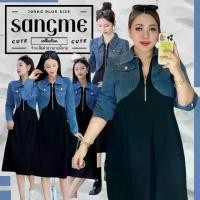 ราคา Plus size เดรสยีนส์ฟอกแขนยาวทูโทนเย็บติดผ้ายืดดำของสาวอวบ เสื้อผ้าแฟชั่นผู้หญิงอ้วน สไตล์ลูกคุณ รุ่น ซังมี(J) (1730237454815562252)