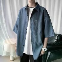 ราคา เสื้อเชิ้ตสีทึบสำหรับผู้ชาย สไตล์เกาหลี อินเทรนด์ ฤดูร้อน มาใหม่ เสื้อเชิ้ตแขนสั้น ทรงหลวม ขนาดใหญ่ เสื้อกีฬาแบบบาง เสื้อ bus พิซซ่า tshirt men เก รุก ใส่ stussy evisu แท้ cannibal corpse shirt anime