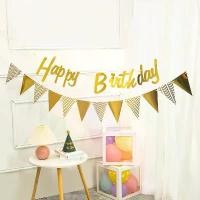 ราคา ราคาขายส่ง! ส่งจากไทย ธงราวตกแต่ง และธง Happy Birthday ธงสามเหลี่ยม ธงผ้าสามเหลี่ยม ใช้ตกแต่งปาร์ตี้ งานเลี้ยงวันเกิดเซอร์ไพรส์ (1732043169238583516)