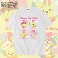 ราคา [ ส่งฟรี ] WS0418 เสื้อยืดโอเวอร์ไซส์ เสื้อยืดเกาหลี ผ้าคอตตอน 100% เสื้อยืด หมีพูห์ WAFFLE STUDIO COD (1731733049176065061)