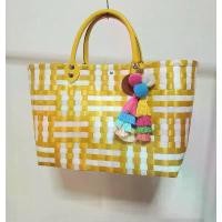 ราคา ตะกร้าสานพลาสติก "สวยหรู ดูแพง" Plastic bag Shopping bag Market bag ขายดี (1731815062667036183)
