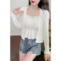 ราคา เสื้อคาร์ดิแกนกันแดดลูกไม้ฝรั่งเศสฤดูร้อน, เสื้อชั้นในขนาดเล็กชั้นใน, เสื้อบาง, ชุดสองชิ้น, เสื้อผ้าผู้หญิง, มาใหม่, คำวิจารณ์ในเชิงบวก, 2438 ATK เกาะอก ไป ทะเล เสื้อ ผ้า มือ1 (1731321994364355921)