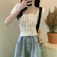 ราคา เสื้อยืด ผูกโบว์ ผีเสื้อ สำหรับผู้หญิง ฤดูร้อน มาใหม่ สไตล์วินเทจฝรั่งเศส คอเหลี่ยม ปลอกคอตั้งหรูหรา เสื้อแขนสั้น Ins เสื้อ สียีนส์ เสื้อ กราม เสื้อ ยืด รัด รูป binder binder (1731257233308026519)