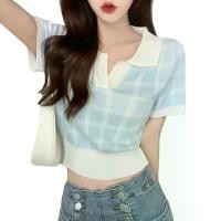 ราคา เสื้อถักนิตติ้งสำหรับผู้หญิง ดีไซน์น่ารักและเซ็กซี่ เหมาะสำหรับฤดูร้อน ดีไซน์สวย เอวสูง เสื้อโปโลสั้น เสื้อยืดแขนสั้น เสื้อยืด เสื้อ baby tee เนื้อเสือโคร่ง เสื้อ คอถ่วง ไฮโซ (1732318999017327011)