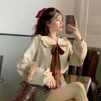 ราคา พร้อมส่งจากไทย ผ้าดีผ้าหน่า เสื้อเชิ้ตผูกเชือกคอปกตุ๊กตา เสื้อผู้หญิงแขนยาวเกาหลี คําแนะนําผลิตภัณฑ์ใหม่ของเดือนนี้ ครอป แขนตุ๊กตา binder ลูกไม้ ผ่าหน้า น่ารัก ๆ มินิมอล แ (1732024320072648364)