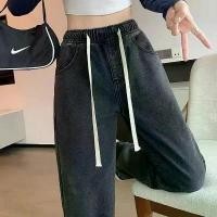 ราคา Flash saleกางเกงยีนส์คนอ้วน กางเกงยีนส์ขายาว ทรงกระบอกใหญ่ เอวยางยืดแต่งเชือกรูดได้จิง กางเกงยีนส์ s-xxxl บล็อกบัสเตอร์ (1732065205353023285)