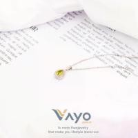 ราคา เก็บเงินปลายทาง. สร้อยเงินแท้ จี้พลอย Prehnite ทรงหยดน้ำประดับเพชร : Vayo Jewelry (1732262833230415405)