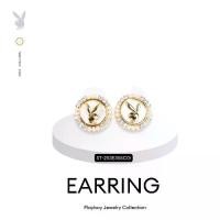 ราคา PLAYBOY Earring Collection ต่างหู ดีไซน์โลโก้กระต่ายในวงกลม ล้อมเพชรตรงสลับมุก รหัส ST-253E355CG สีทอง (1732320727207609958)