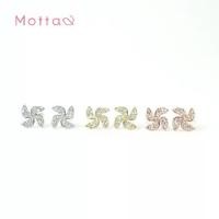 ราคา ♥Motta Earring ต่างหูติดหูชุบทองคำขาว ลายกังหันลม♗ (1732146655087920955)