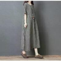 ราคา เดรสผ้าตาหมากรุก ZANZEA สำหรับผู้หญิง สไตล์วินเทจ ชุดลำลองสตรีท แขนยาว ความยาว Midi เดรสทรงเอ เสื้อผ้า asian wedding dress เดรส ออก งาน สาว อวบ (1731345203350177286)