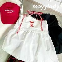 ราคา ️mayylody️ Ribbon Top เสื้อเกาะอก ดีเทลปักโบว์สีแดง สายผูกคล้องคอลายสก็อต น่ารักสุดๆๆ️️️ เกาะอก ครอปท็อป (1732113657672403770)