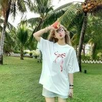 ราคา เสื้อยืด Oversize 'Pink Ribbon' เสื้อยืดแขนสั้น ผ้านิ่มใส่สบาย เสื้อยืดพิมพ์ลาย Clothing Women (1732305231581055965)