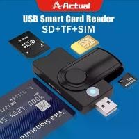 ราคา Actual ใหม่ 4 in 1 Card Reader, SDHC/SDXC/Micro SD และ USB SD Card Reader สำหรับ CAC/SIM/ID/IC Bank/ชิปการ์ด มีบริการเก็บปลายทาง (1731719823593539060)