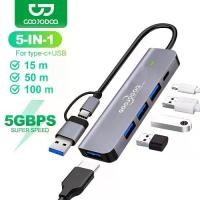 ราคา [COD] [Tiktok]GOOJODOQ 5-in-1 5 Port USB 3.1 Type-C High Speed USB C HUB with 3.0 2.0 5Gbps TF SD Reader Card Slot PD for MacBook Pro Air USB C Splitter (1732345522232592146)