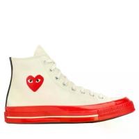 ราคา Club 21 – COMME des GARÇONS PLAY - Converse High-Top Chuck70 Red Sole (White) (1732441537601701212)